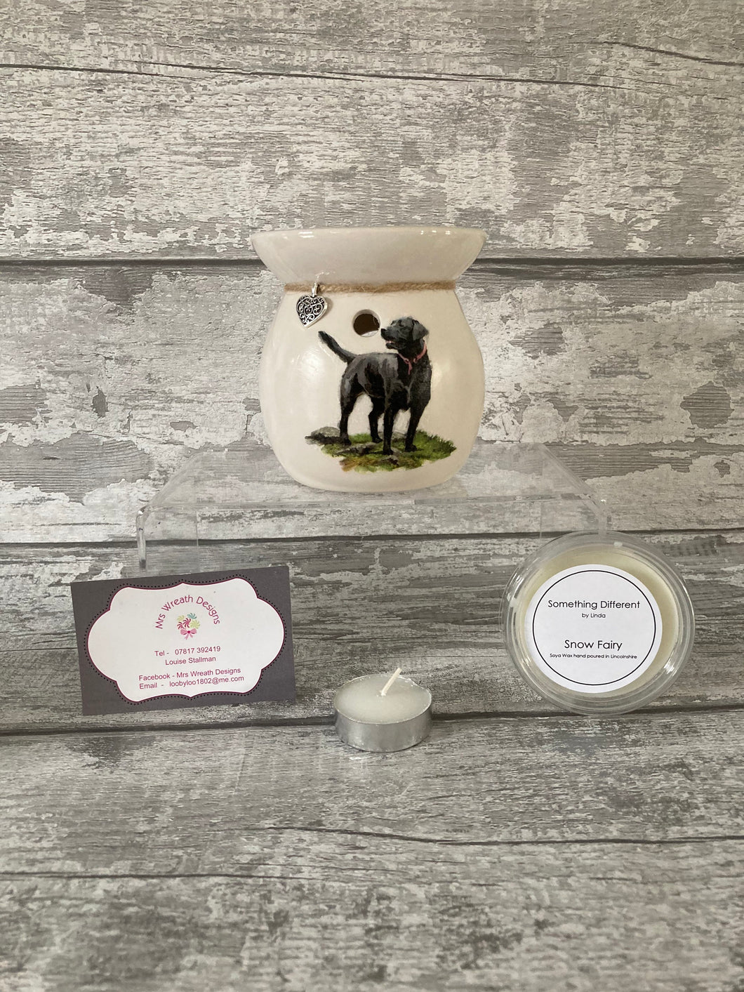 Black Labrador wax burner mini gift set