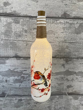 Load image into Gallery viewer, Robin in tree light up bottle

