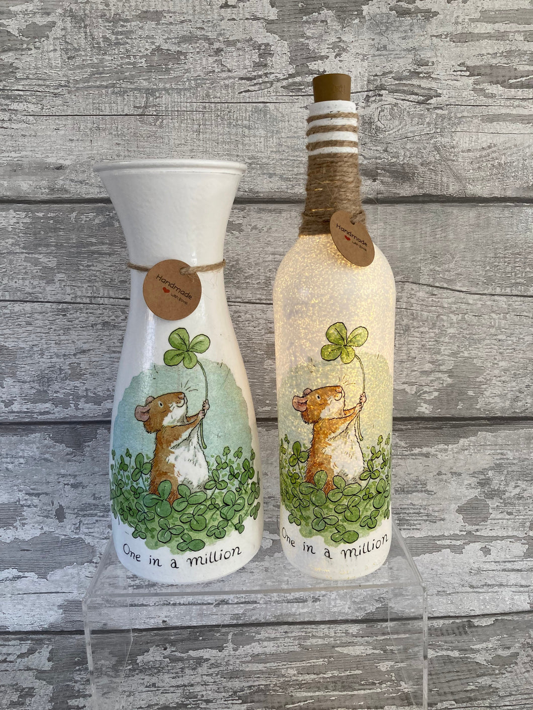 Mouse vase and light up bottle set