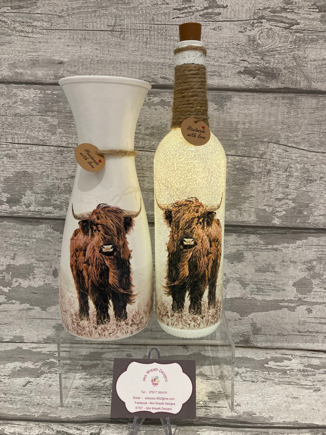 Highland Cow Vase & Light Up Bottle