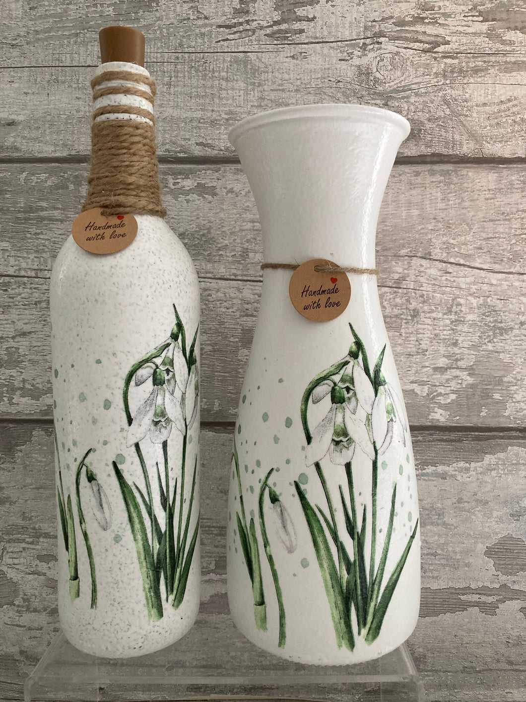 Snowdrop vase and light up bottle set