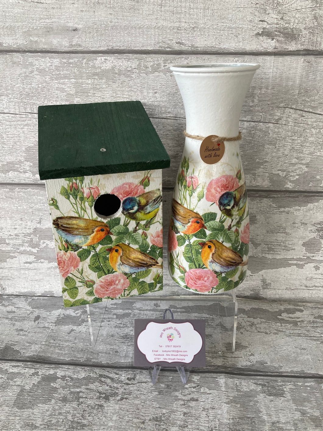 Birds vase and bird box gift set