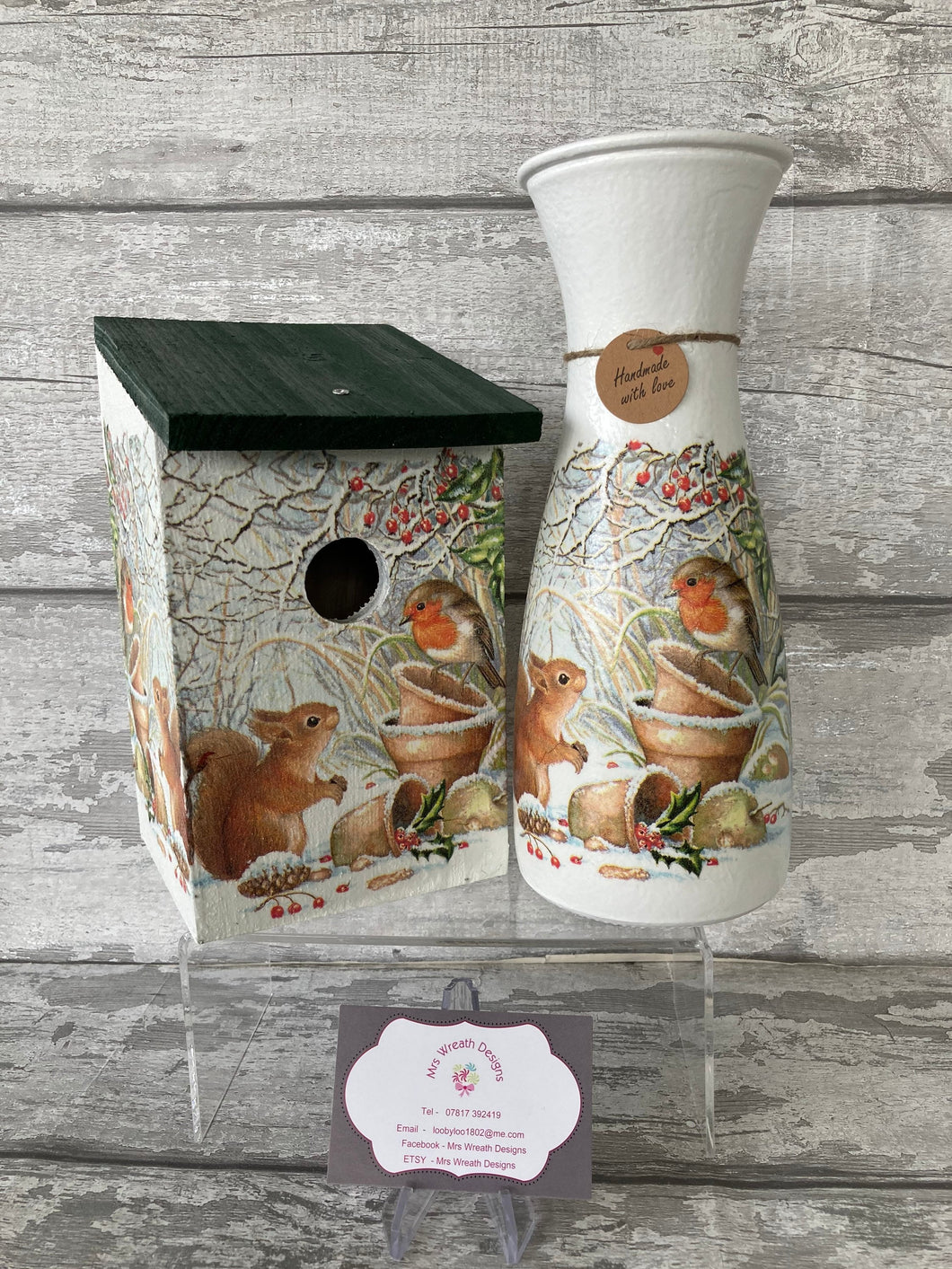 Robin  Vase and bird box gift set