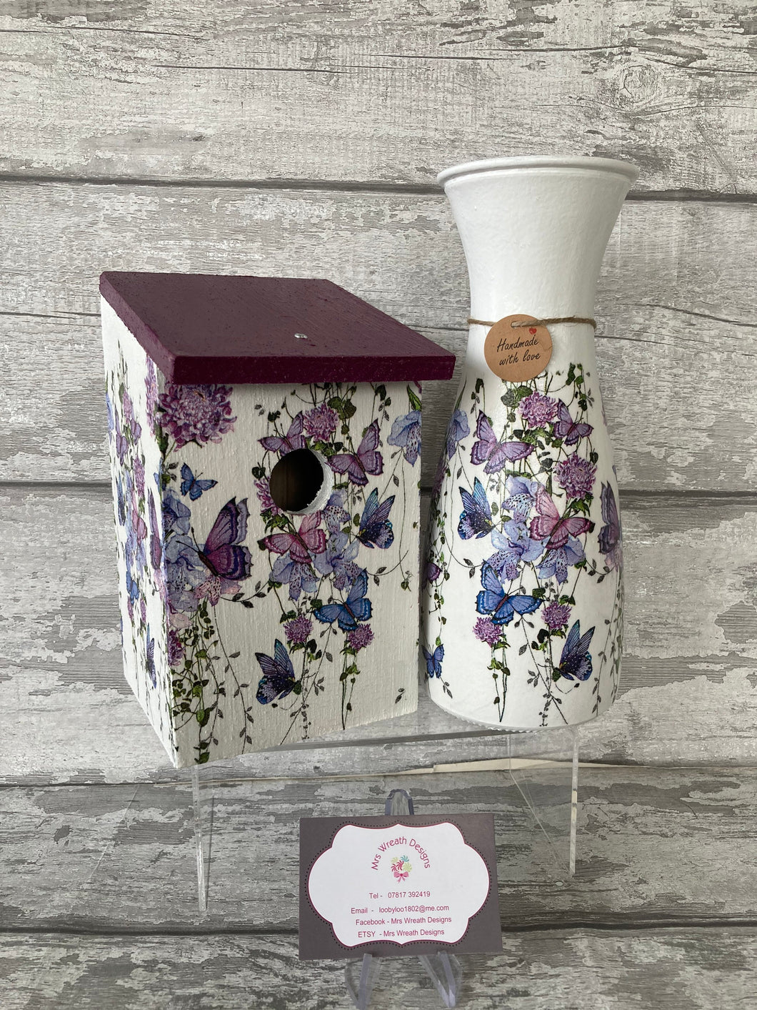 Butterfly Vase and bird box gift set