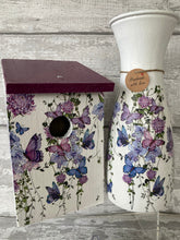 Load image into Gallery viewer, Butterfly Vase and bird box gift set
