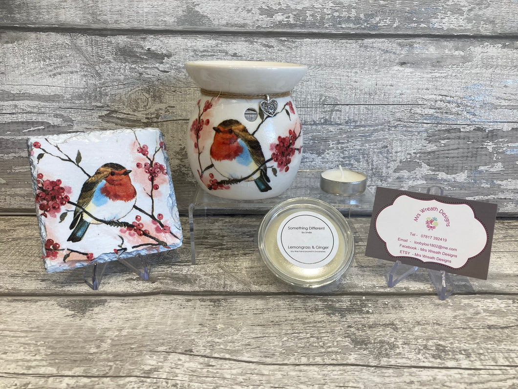 Robin wax burner gift set