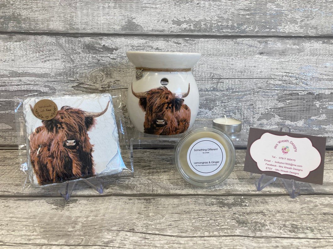 Highland Cow Wax Burner complete gift Set