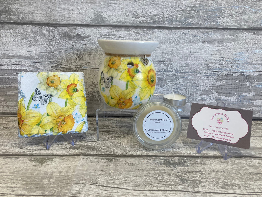 Daffodil wax burner gift set