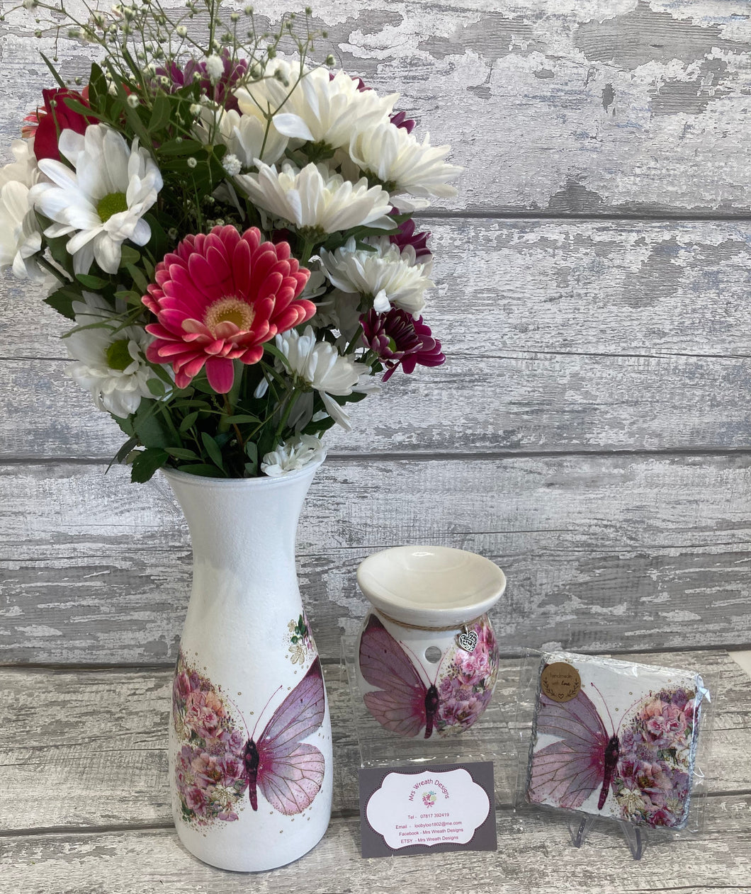 Pink butterfly gift set