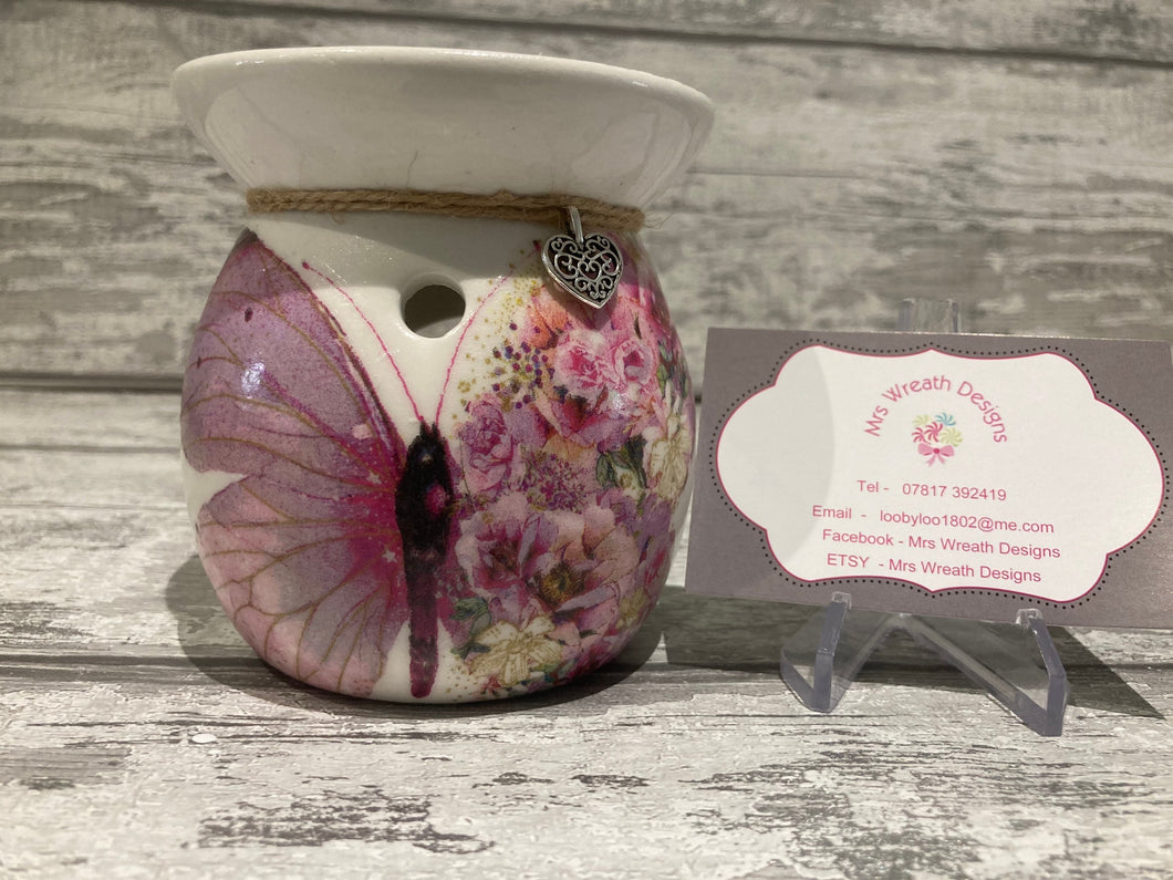 Pink butterfly wax burner