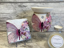 Load image into Gallery viewer, Pink butterfly wax burner gift set
