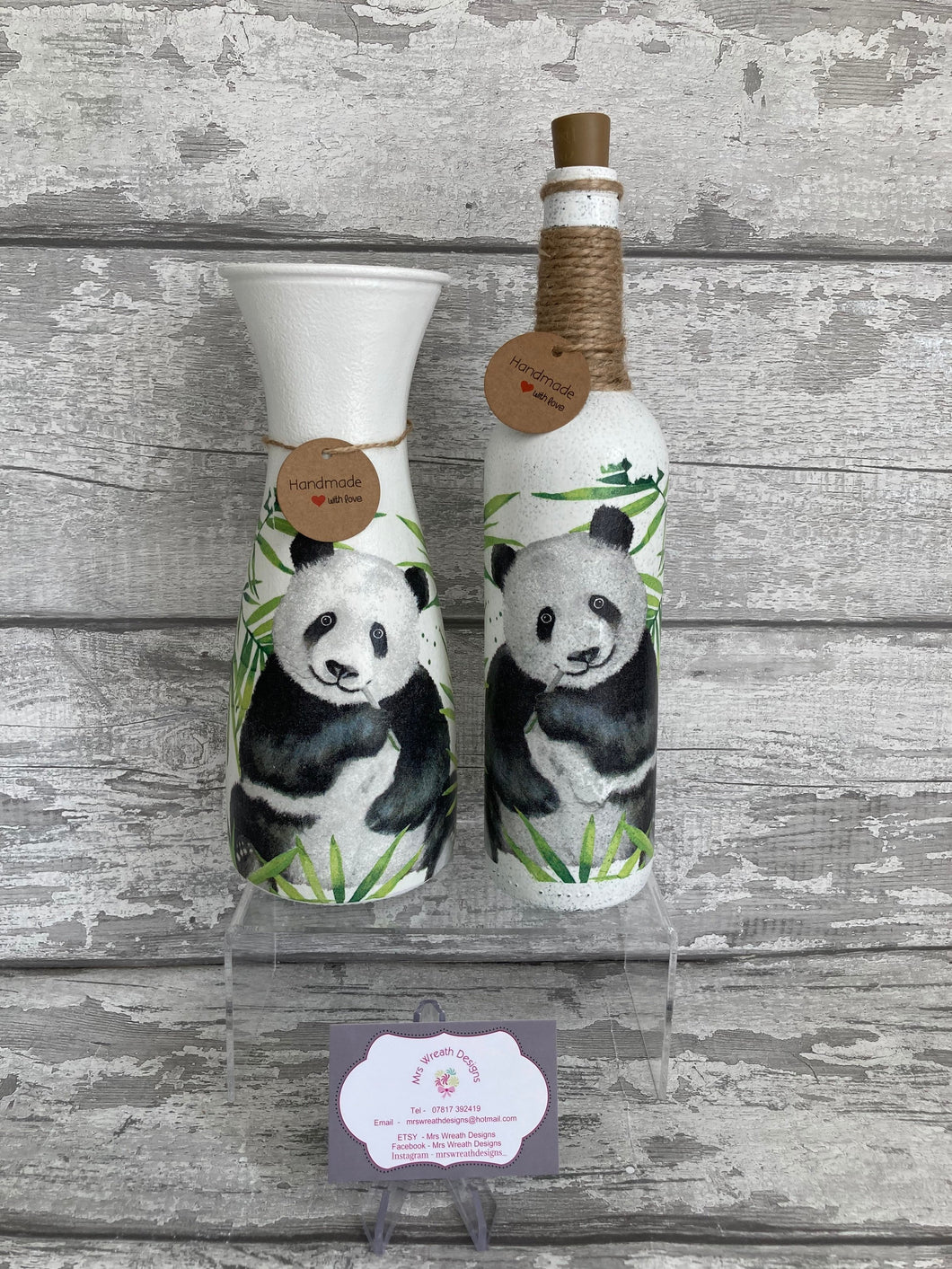 Panda vase and light up bottle set