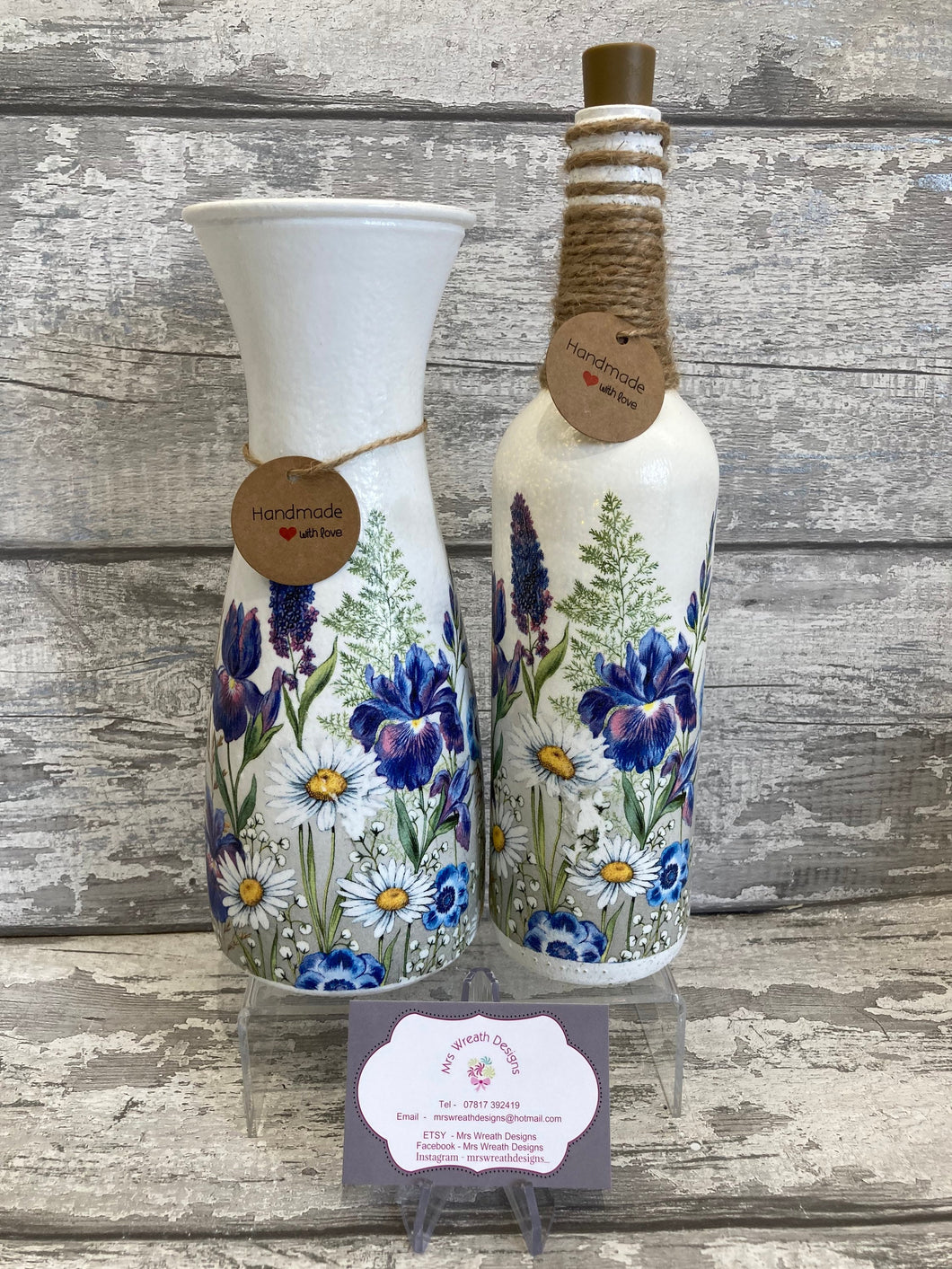 Iris Flower vase and light up bottle set