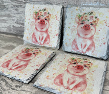 Load image into Gallery viewer, Pig slate coasters
