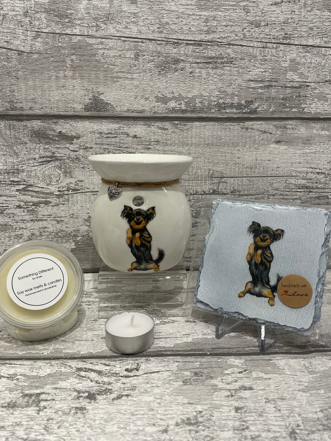 Long haired dog wax burner gift set