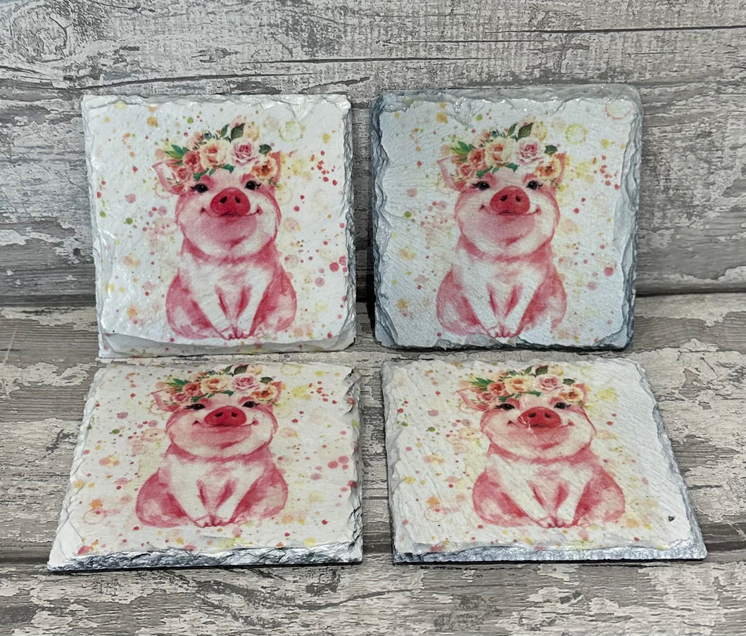 Pig slate coasters