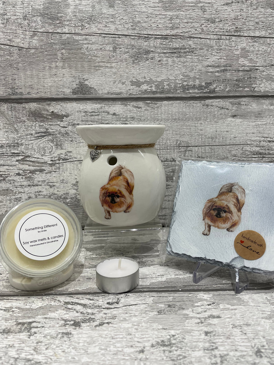 Shitzu dog wax burner gift set